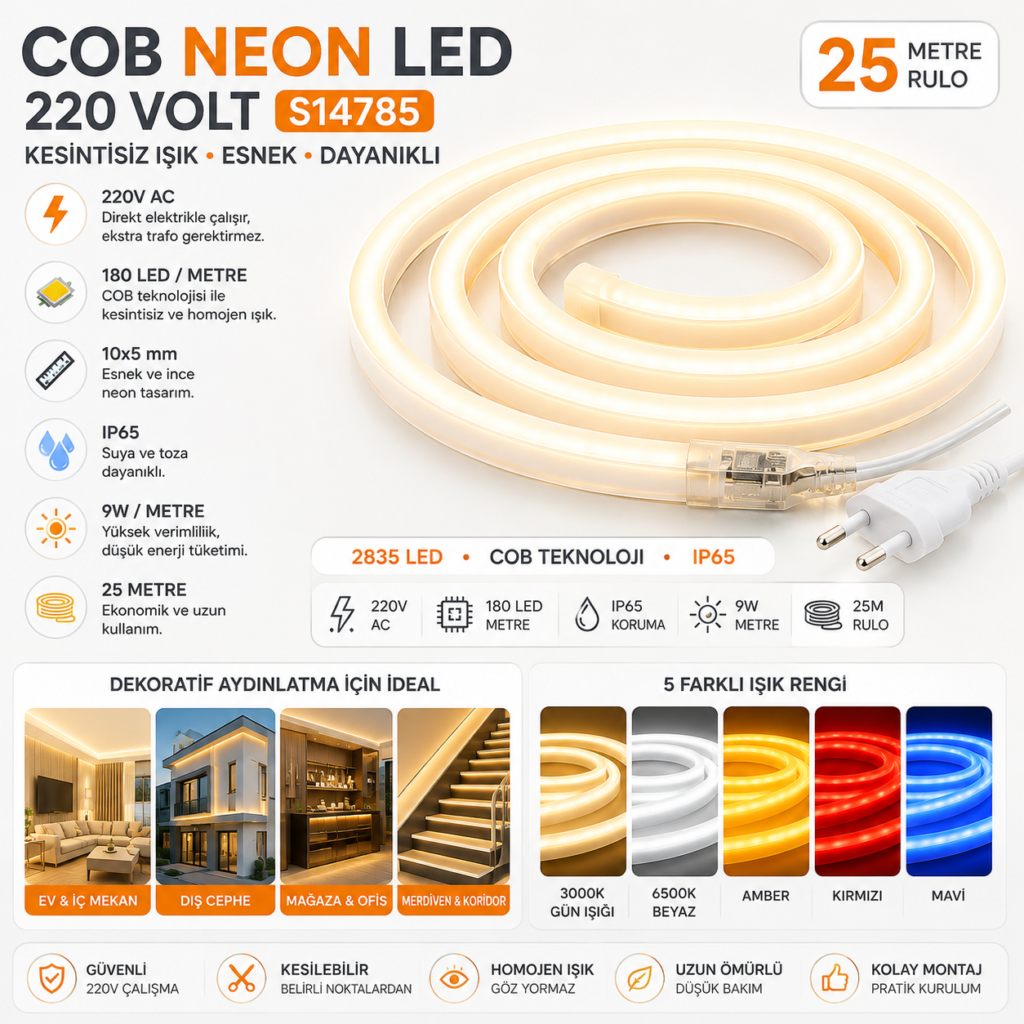 Cob Neon Led 220 Volt S14785 6 COB Neon LED 220 Volt S14785