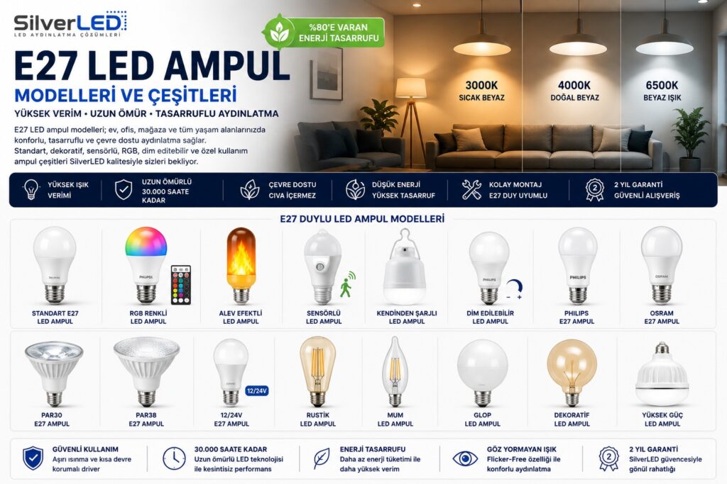 E27 LED Ampul Modelleri ve Fiyatları