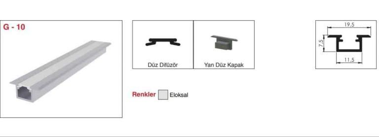 LED Aydınlatma - Mimari ve Dekoratif Çözümler 31 G-10 alçıpan gömme LED profili ölçü çizimi