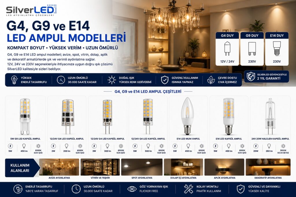 G4, G9 ve E14 LED Ampul Modelleri ve Fiyatları