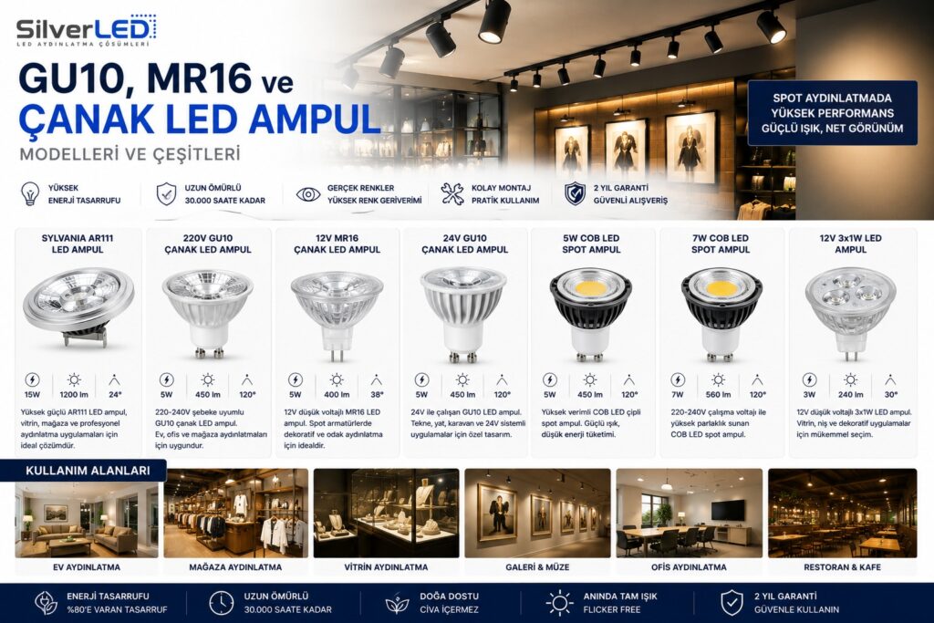 GU10, MR16 ve Çanak LED Ampul Modelleri ve Fiyatları