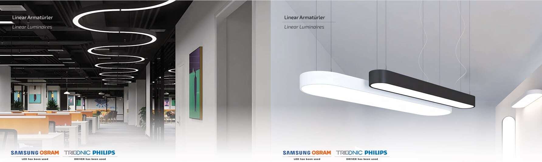 Ofis ve mağazalar için lineer LED armatürler