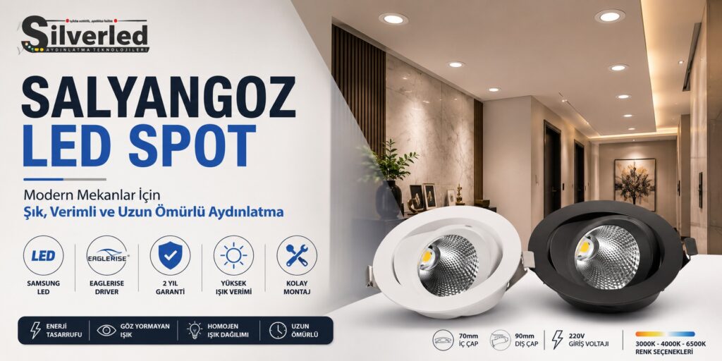 Salyangoz LED spot modelleri ile modern iç mekânlar için gömme tavan aydınlatma çözümleri.