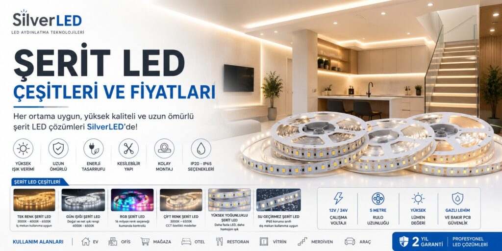 Şerit LED çeşitleri ile ev, mağaza, ofis ve dekoratif projeler için profesyonel LED aydınlatma çözümleri.